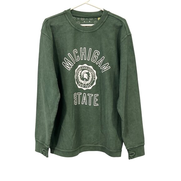Pressbox Michigan State Pullover Sweatshirt Size M Crewneck Rib Green Comfy NEW - Picture 1 of 6